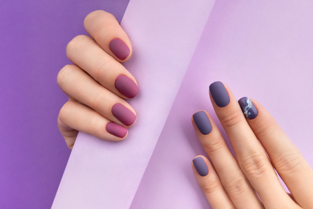 beautiful-purple-burgundy-matte-manicure-creative